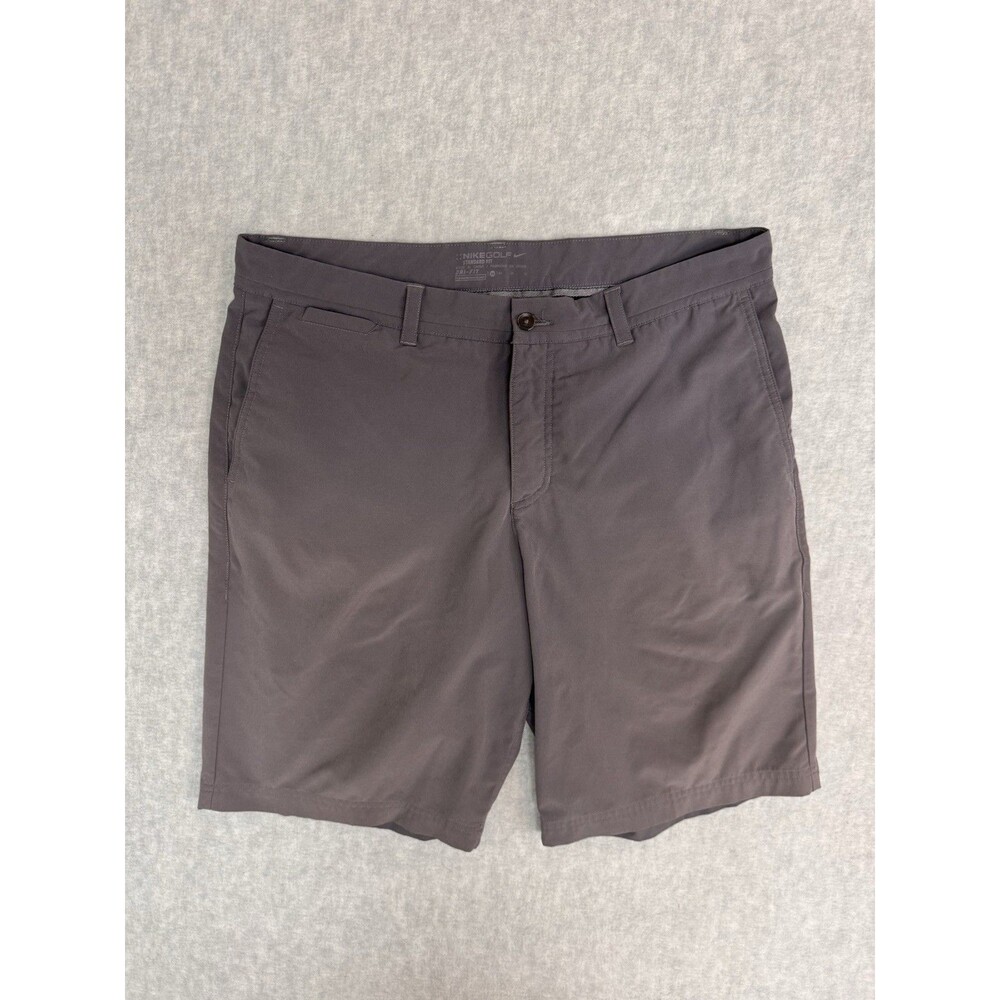 Nike Golf Tour Perfomance Shorts Men's 34 Gray Dri Fit Chino Pockets Swoosh Logo